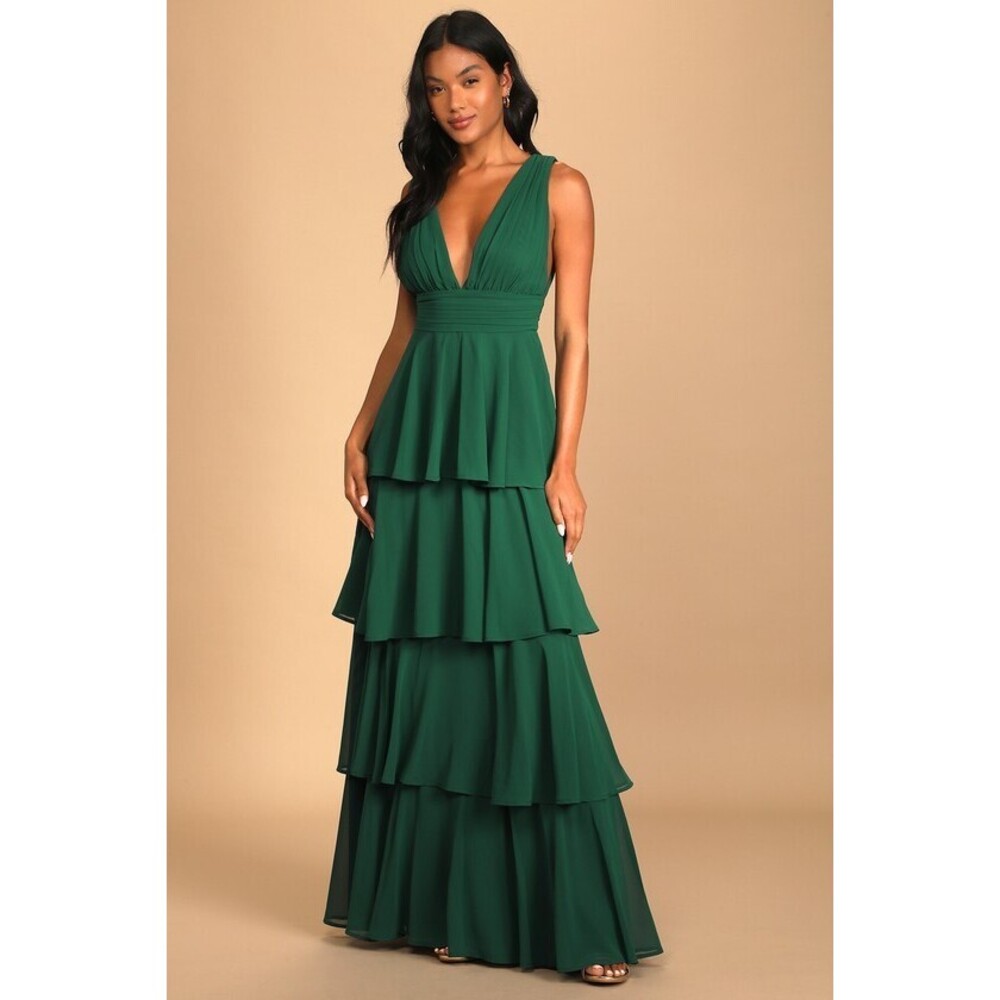 COPY - Amazing Evening Hunter Green Tiered Maxi Dress
